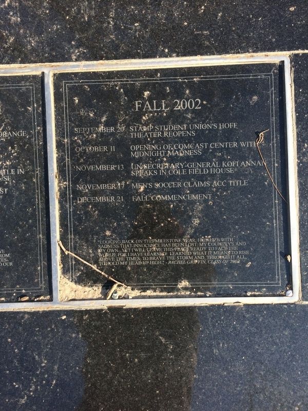 Class of 2002 Marker, Fall 2002 Plaque image. Click for full size.