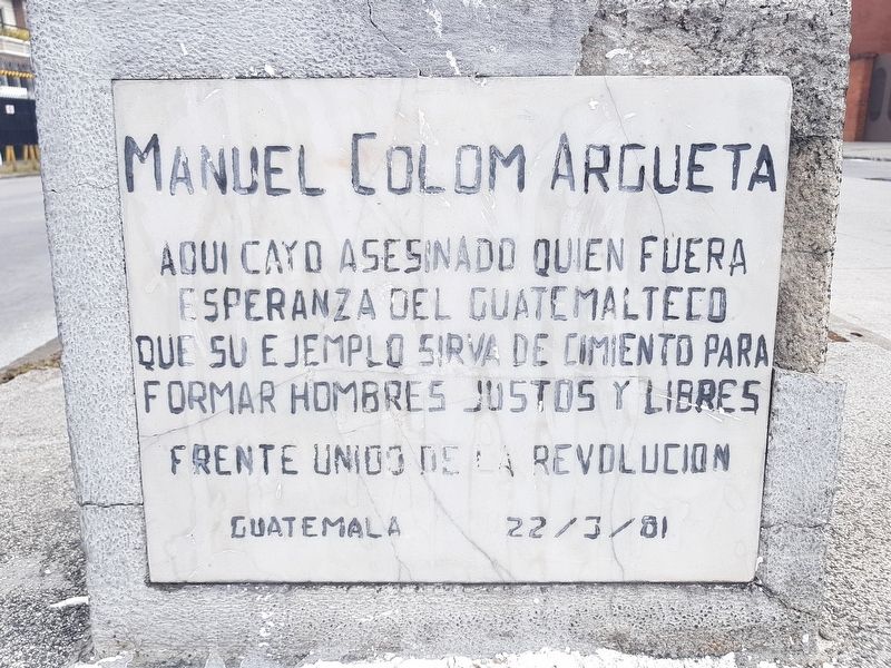 Assassination of Manuel Colom Argueta Marker image. Click for full size.