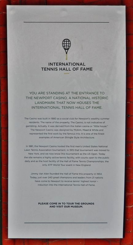 Newport Casino / International Tennis Hall of Fame Marker image. Click for full size.
