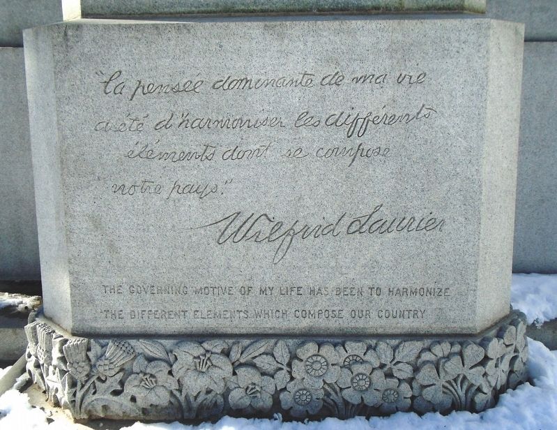Wilfred Laurier Monument Quote. Click for full size. Wilfred Laurier Monument Quote image. Click for full size.