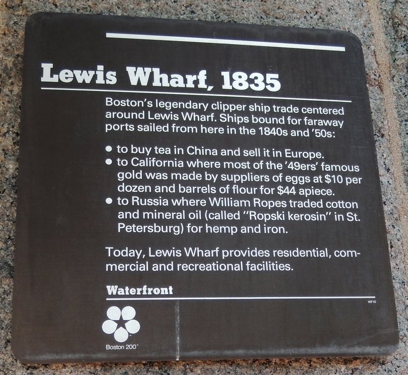 Lewis Wharf, 1835 Marker. Click for full size. Lewis Wharf, 1835 Marker image. Click for full size.