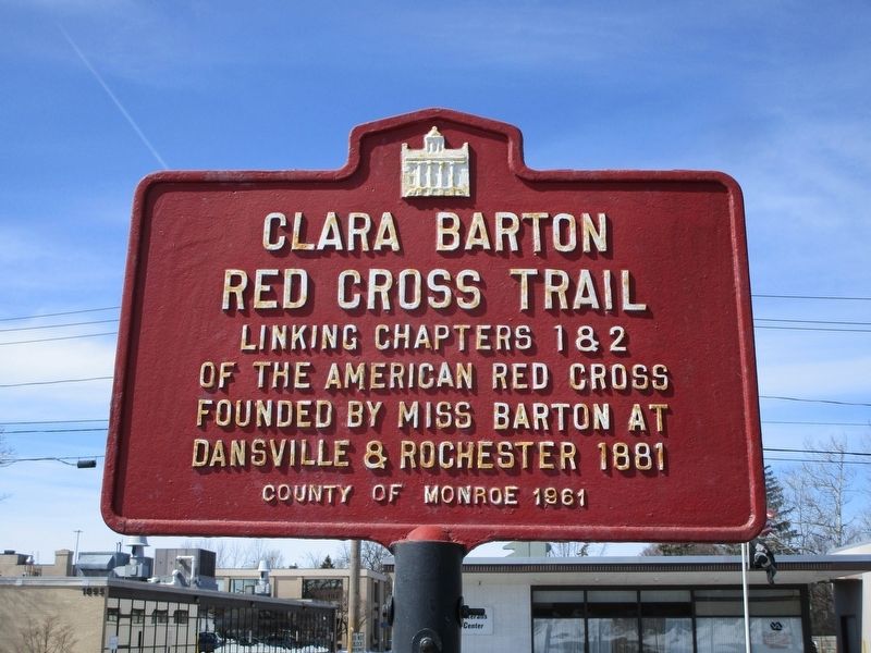 Clara Barton Red Cross Trail Marker. Click for full size. Clara Barton Red Cross Trail Marker image. Click for full size.