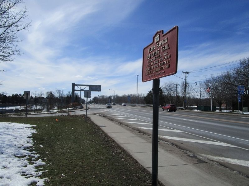 Clara Barton Red Cross Trail Marker. Click for full size. Clara Barton Red Cross Trail Marker image. Click for full size.