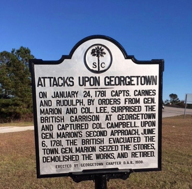 Attacks Upon Georgetown Marker. Click for full size. Attacks Upon Georgetown Marker image. Click for full size.