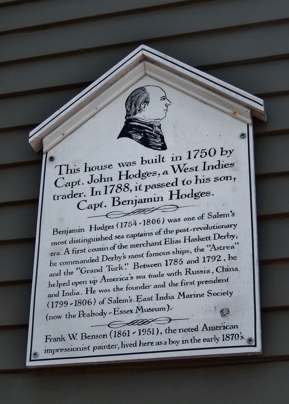Capt. John Hodges House - 1750 Marker image. Click for full size.