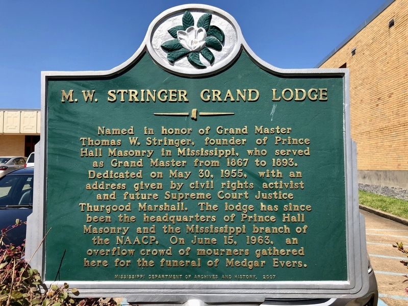 M.W. Stringer Grand Lodge Marker image. Click for full size.