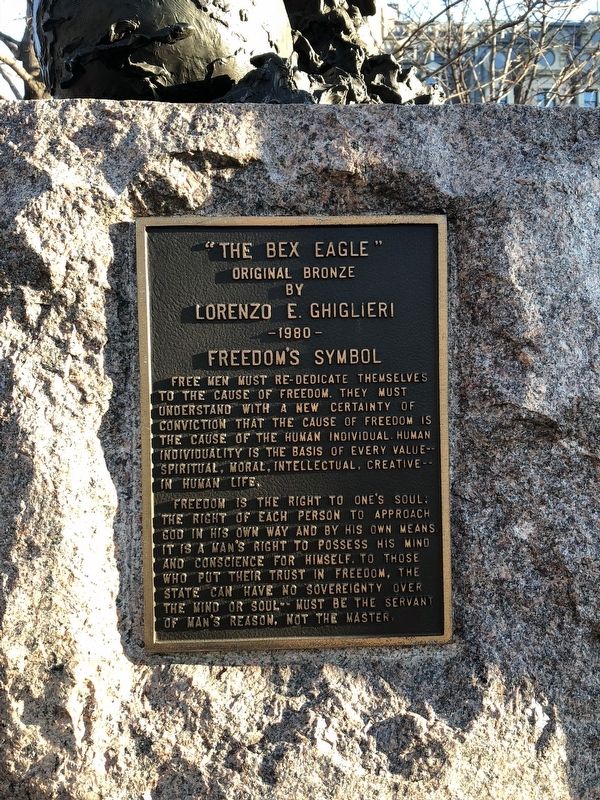 "The Bex Eagle" Dedication Plaque with artist statement. Click for full size. "The Bex Eagle" Dedication Plaque with artist statement image. Click for full size.