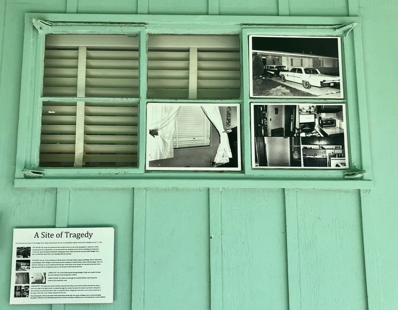 Photos and marker, in carport, of the assassination area. image. Click for full size.