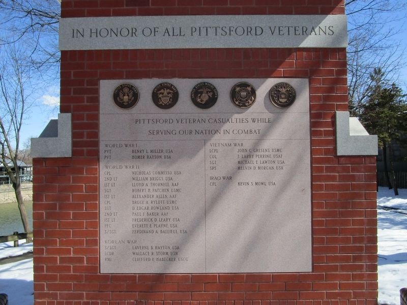 Town of Pittsford Veterans Memorial. Click for full size. Town of Pittsford Veterans Memorial image. Click for full size.