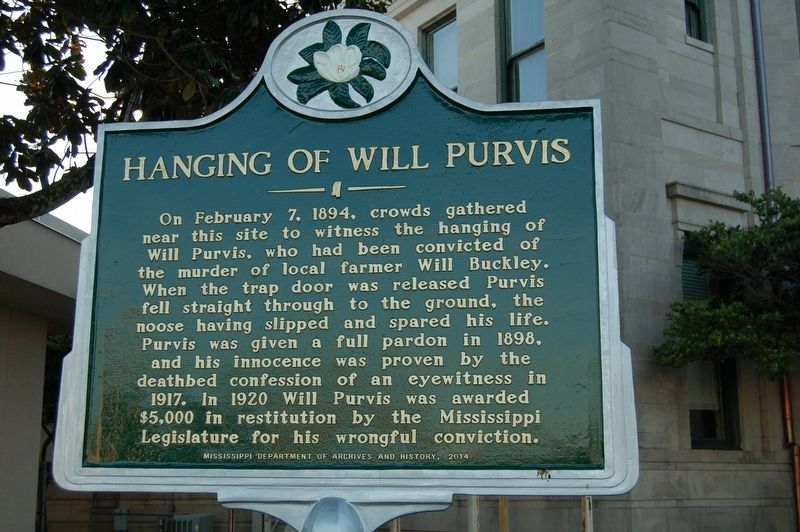 Hanging of Will Purvis Marker image. Click for full size.