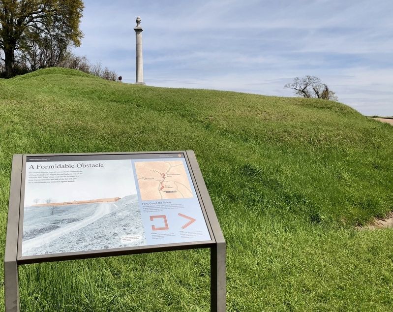 Marker and part of the redoubt with the Louisiana Monument in background. image. Click for full size.