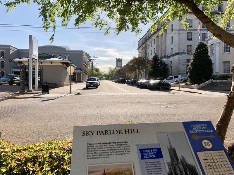 Sky Parlor Hill Marker with St. Paul Catholic Church in far background. image. Click for full size.