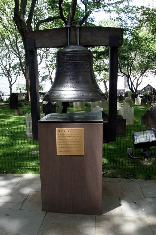The Bell of Hope and marker image. Click for full size.