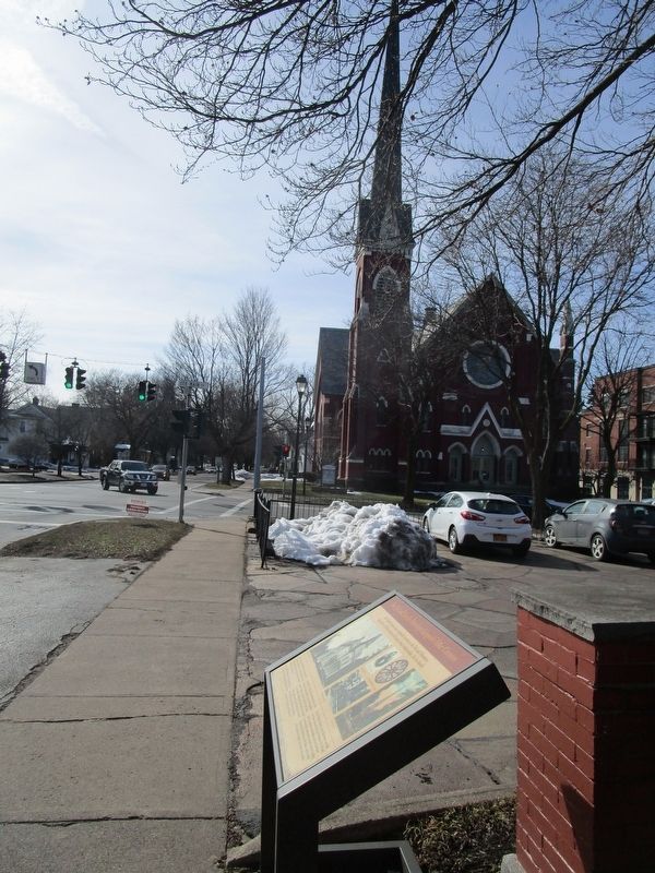 The First Baptist Church & Marker image. Click for full size.