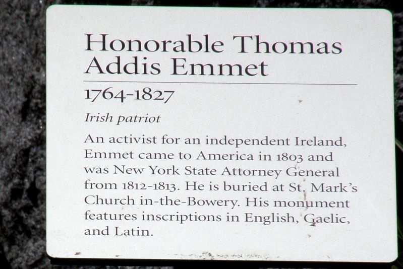 Honorable Thomas Addis Emmet Marker image. Click for full size.