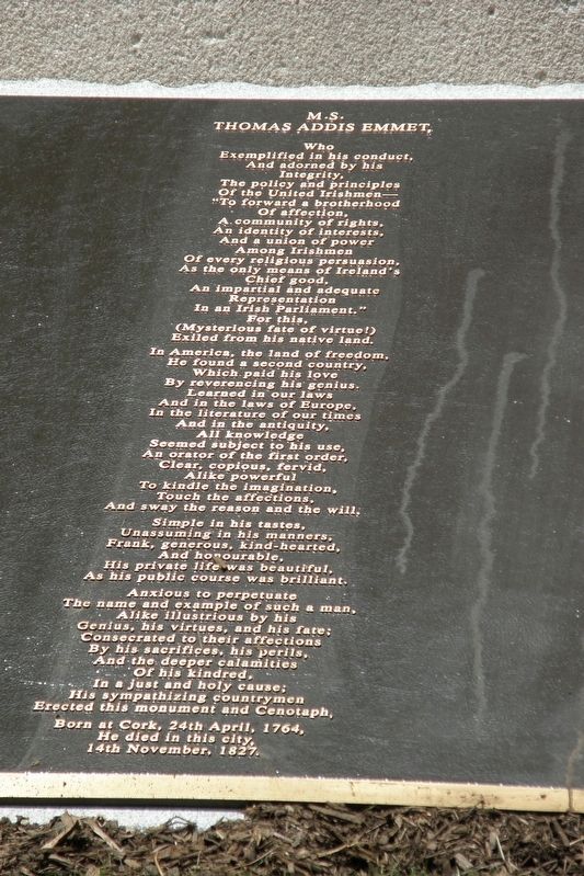 Honorable Thomas Addis Emmet plaque. Click for full size. Honorable Thomas Addis Emmet plaque image. Click for full size.