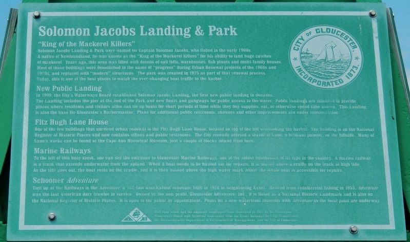 Solomon Jacobs Landing & Park Marker. Click for full size. Solomon Jacobs Landing & Park Marker image. Click for full size.