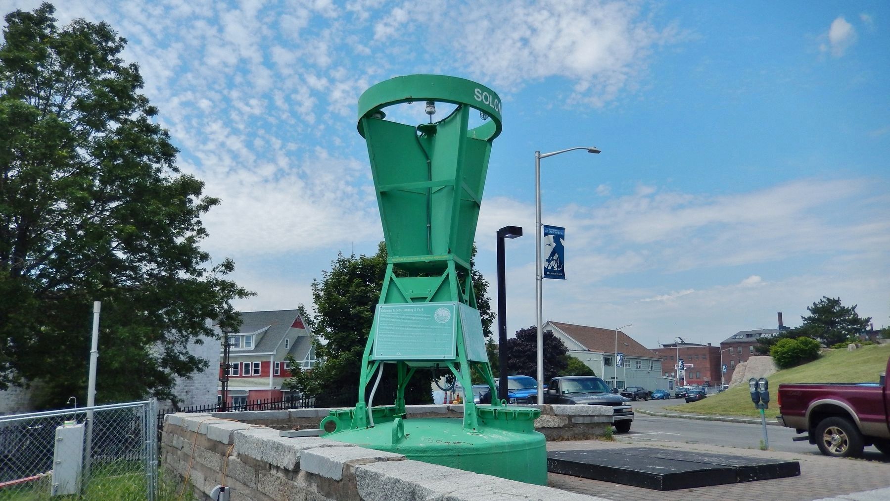 Solomon Jacobs Landing & Park Marker (<i>wide view showing kiosk</i>). Click for full size. Solomon Jacobs Landing & Park Marker (<i>wide view showing kiosk</i>) image. Click for full size.