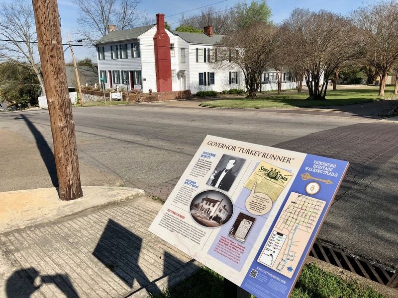 Governor "Turkey Runner" marker with McNutt house in background. image. Click for full size.