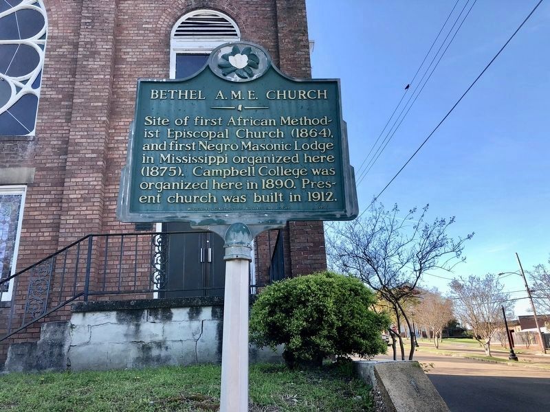 Mississippi Historical Marker about Bethel AME Church. image. Click for full size.