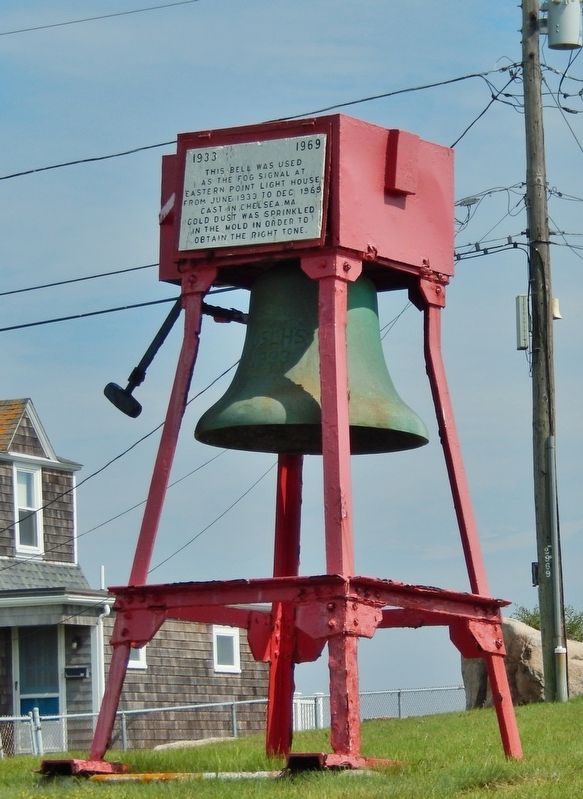 Eastern Point Lighthouse Fog Bell Marker (<i>tall view</i>) image. Click for full size.