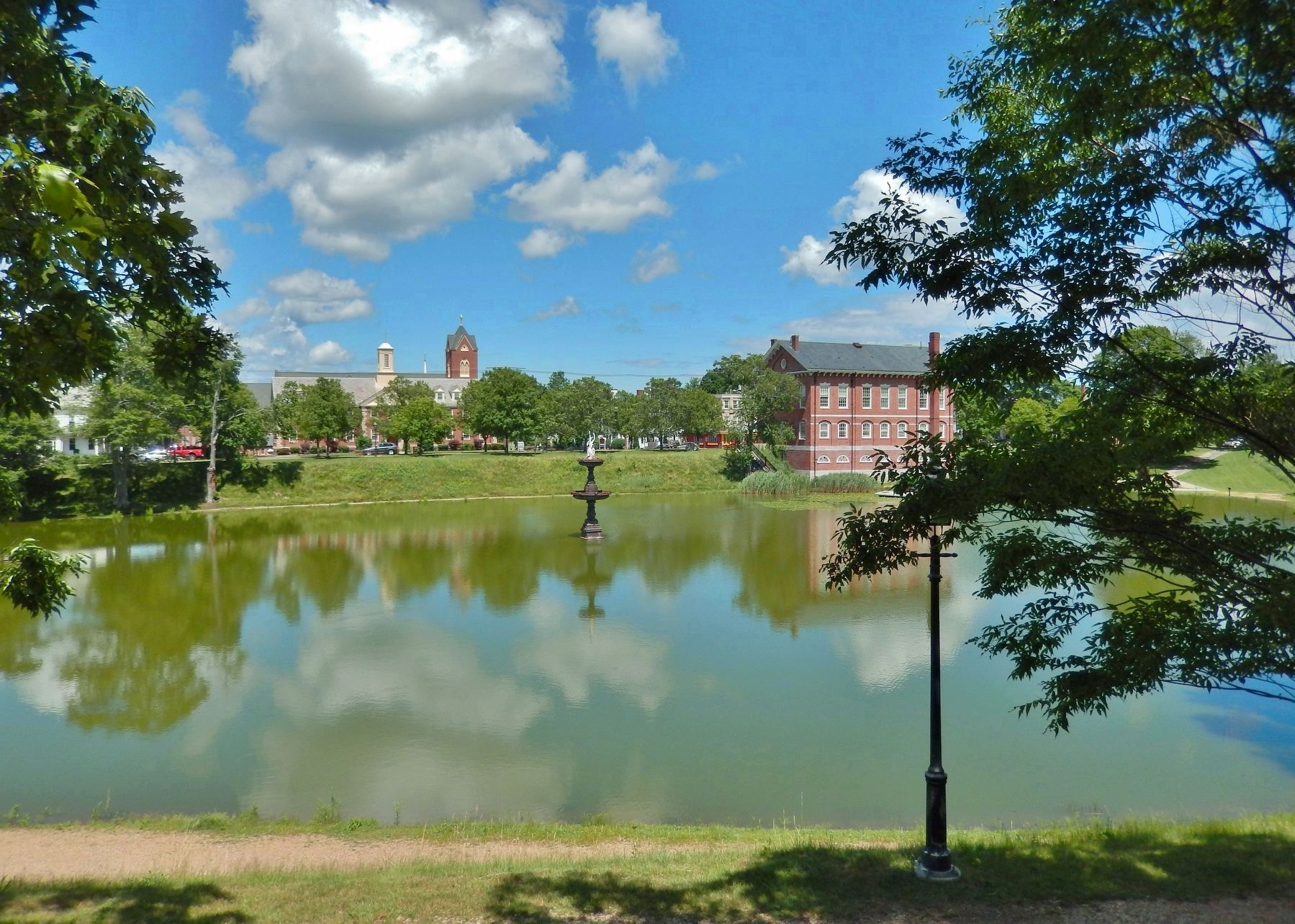Frog Pond (<i>view northeast from south rim; marker visible left of Essex County Courthouse</i>) image. Click for full size.