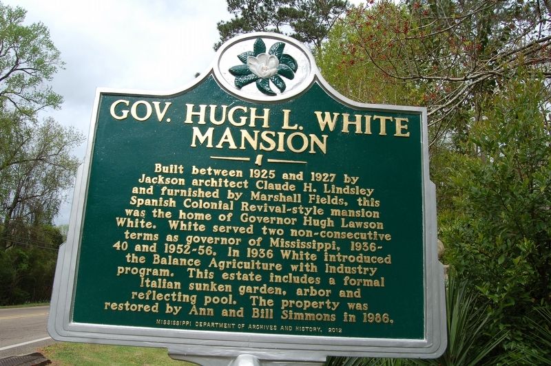 Gov. Hugh L. White Mansion Marker image. Click for full size.