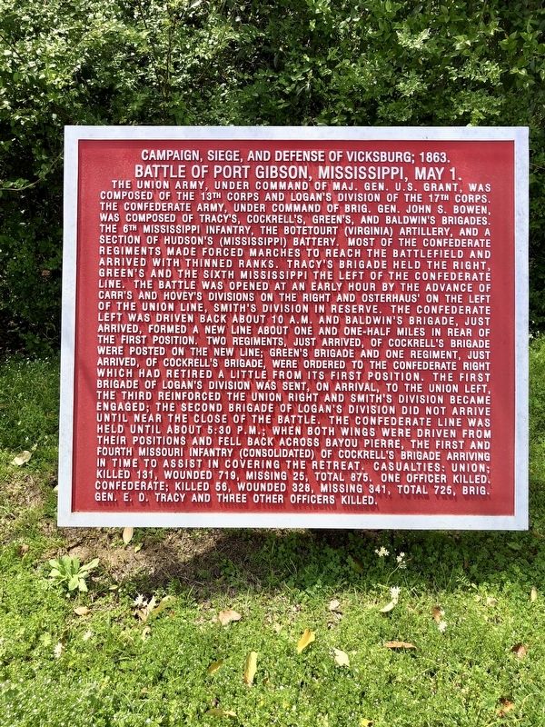 Battle of Port Gibson, Mississippi, May 1. Marker image. Click for full size.