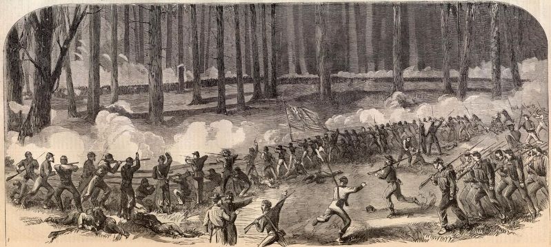 Sketch of Logan's Division Battling the Confederates Near Fourteen Mile Creek. image. Click for full size.