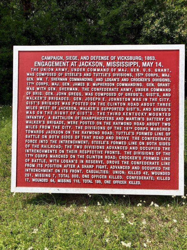 Engagement at Jackson, Mississippi, May 14. Marker image. Click for full size.