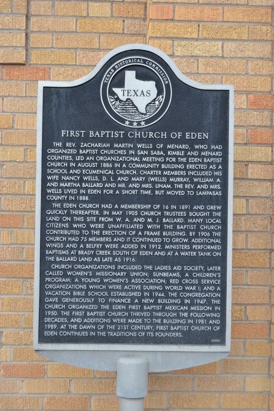 First Baptist Church of Eden Marker image. Click for full size.