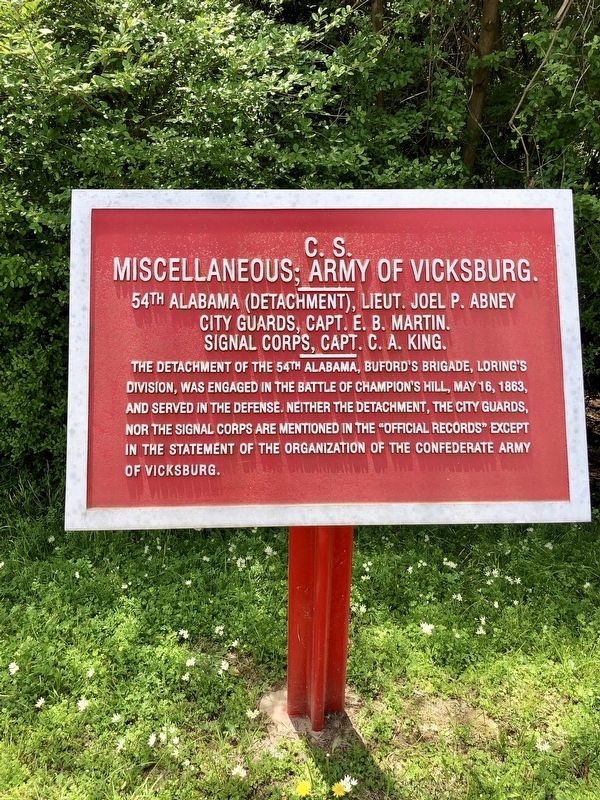 <small>C.S.</small> Miscellaneous; Army of Vicksburg. Marker image. Click for full size.