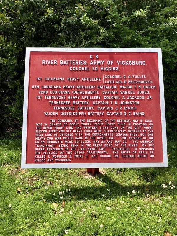 <small>C.S.</small> River Batteries; Army of Vicksburg Marker image. Click for full size.