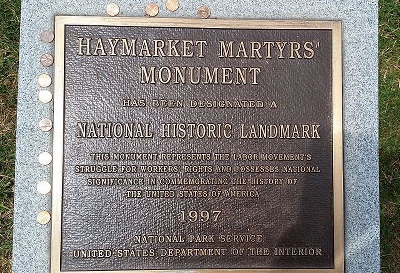 Haymarket Martyrs’ Monument Marker image. Click for full size.
