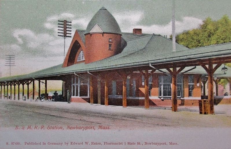 The third (1892-built) Newburyport station in the early 20th century image. Click for full size.