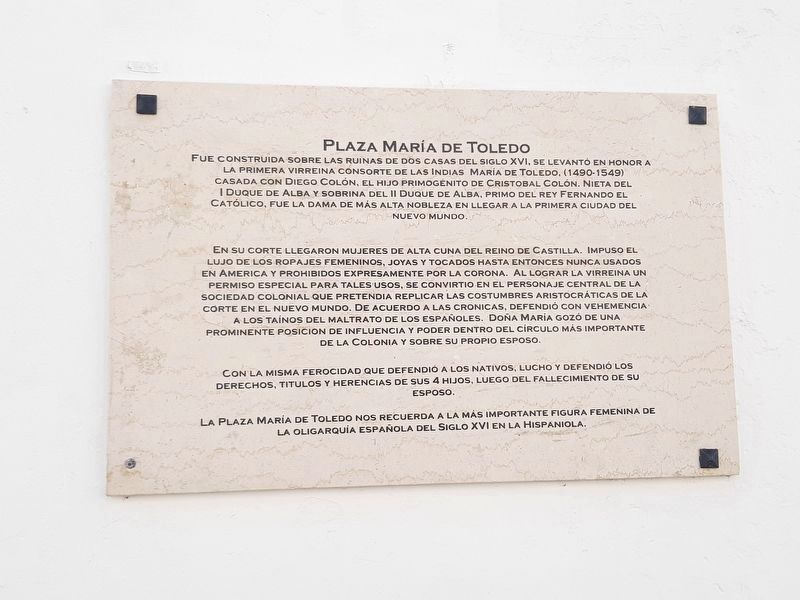 María Toledo Square Marker. Click for full size. María Toledo Square Marker image. Click for full size.