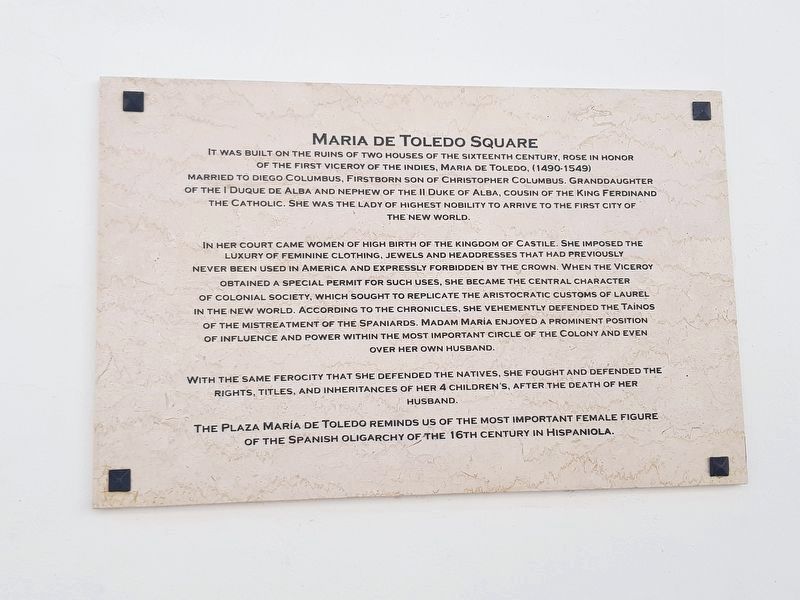 María Toledo Square Marker English version. Click for full size. María Toledo Square Marker English version image. Click for full size.