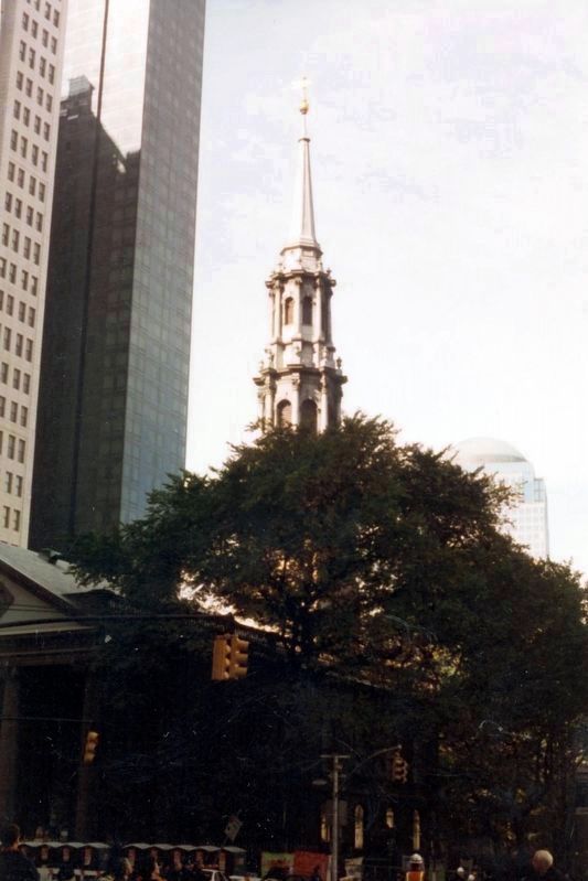 St. Paul's Chapel steeple, alone image. Click for full size.