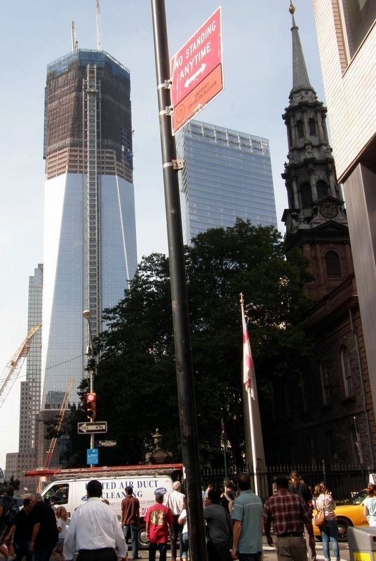 St. Paul's Chapel - One World Trade Center under construction image. Click for full size.