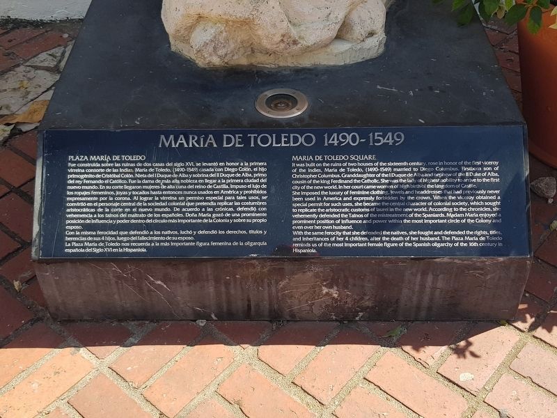 María Toledo statue historical information. Click for full size. María Toledo statue historical information image. Click for full size.