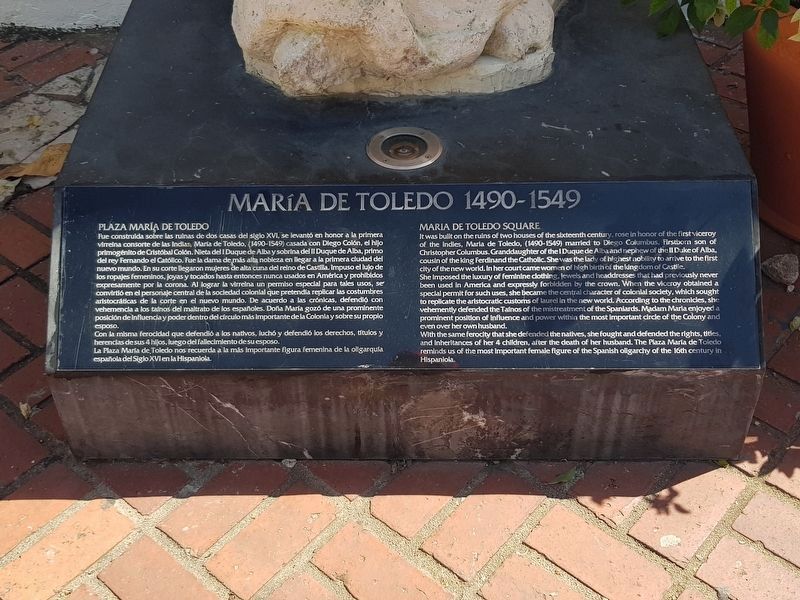 Mara Toledo statue historical information image. Click for full size.