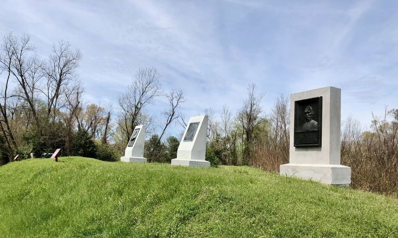 Louisiana 27th Infantry Marker in middle of three upright monuments.. Click for full size. Louisiana 27th Infantry Marker in middle of three upright monuments. image. Click for full size.