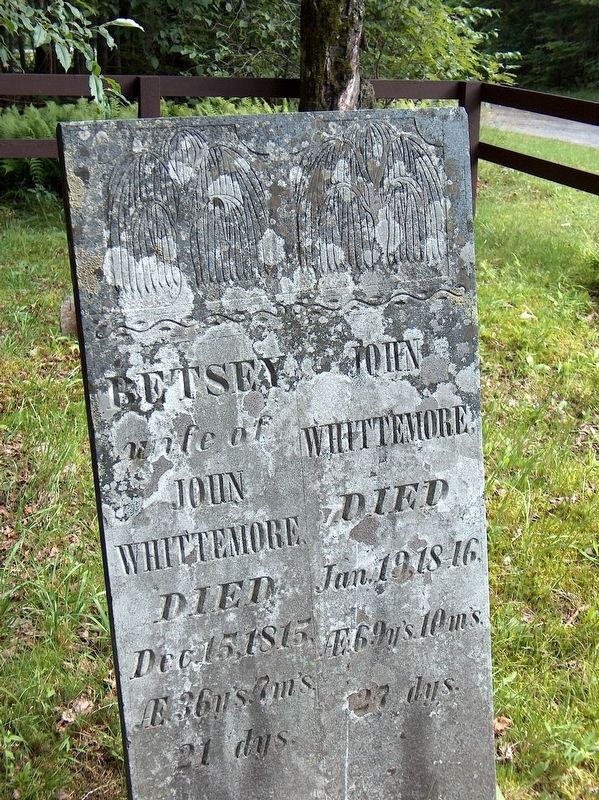 John & Betsey Whittemore Tombstone (<i>next to marker</i>) image. Click for full size.