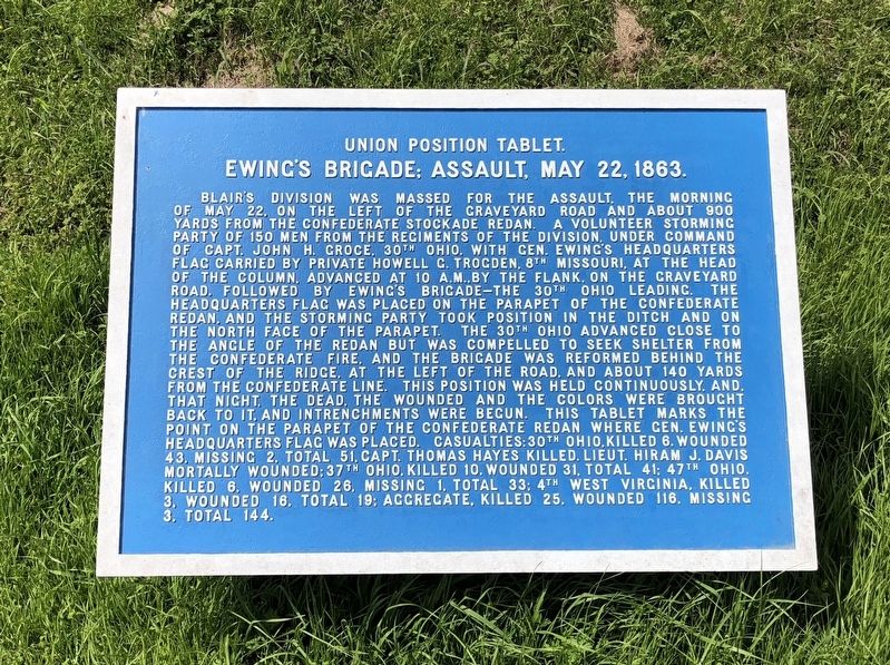 Ewing's Brigade; Assault, May 22, 1863. Marker image. Click for full size.