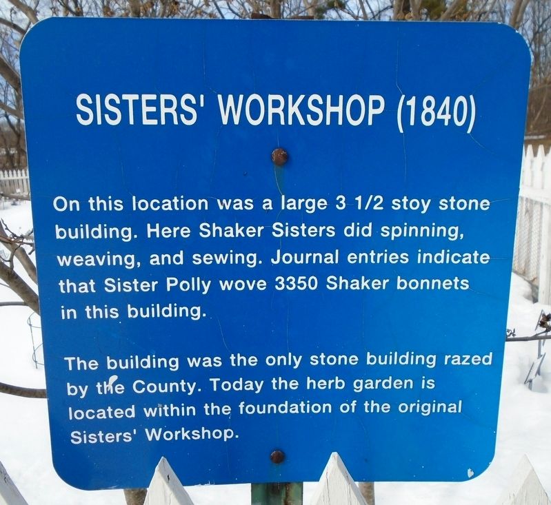 Sisters' Workshop (1840) Marker. Click for full size. Sisters' Workshop (1840) Marker image. Click for full size.