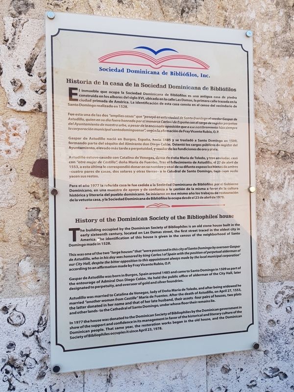 History of the Dominican Society of the Bibliophiles’ House Marker. Click for full size. History of the Dominican Society of the Bibliophiles’ House Marker image. Click for full size.