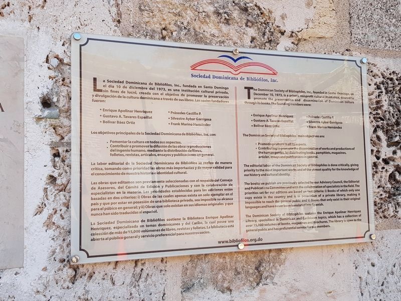 History of the Dominican Society of the Bibliophiles’ House additional informational marker. Click for full size. History of the Dominican Society of the Bibliophiles’ House additional informational marker image. Click for full size.