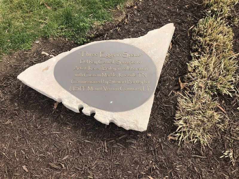 Dedication plaque on "Three Eggs in Space". Click for full size. Dedication plaque on "Three Eggs in Space" image. Click for full size.