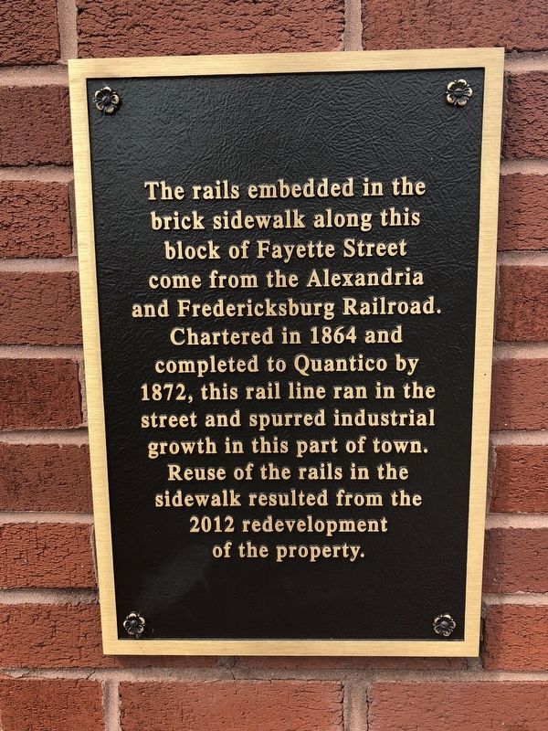Alexandria and Fredericksburg Railroad Marker. Click for full size. Alexandria and Fredericksburg Railroad Marker image. Click for full size.