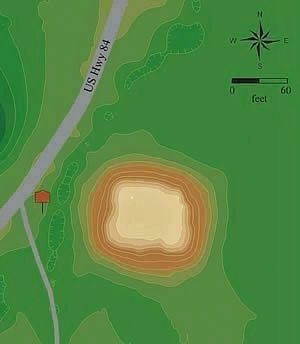 Map showing mound location.. Click for full size. Map showing mound location. image. Click for full size.